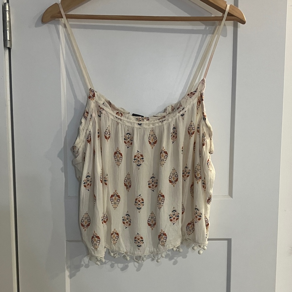 Me to We Cream and Orange Patterned Camisole